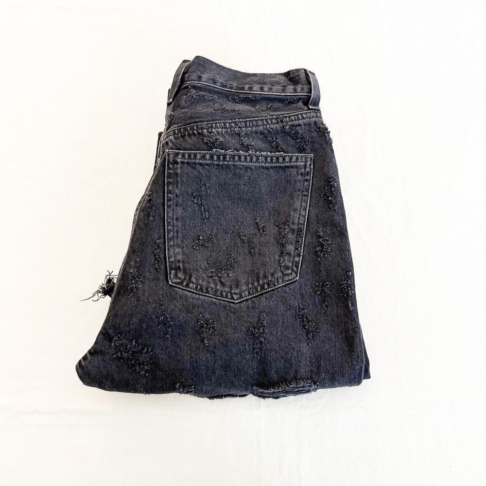 AGOLDE Criss Cross Straight Black Denim Ripped Jeans Size 27